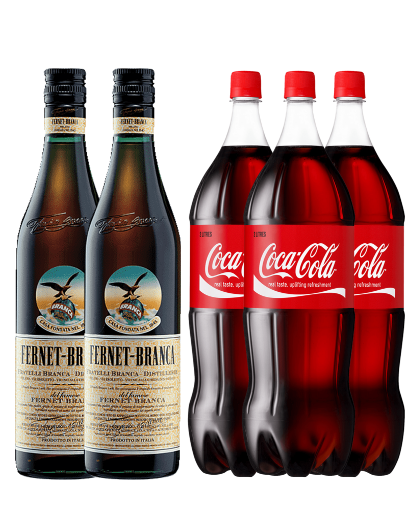 Combo 2 Fernet Branca x 750 ml + 3 Coca Cola x 2,5Lts.
