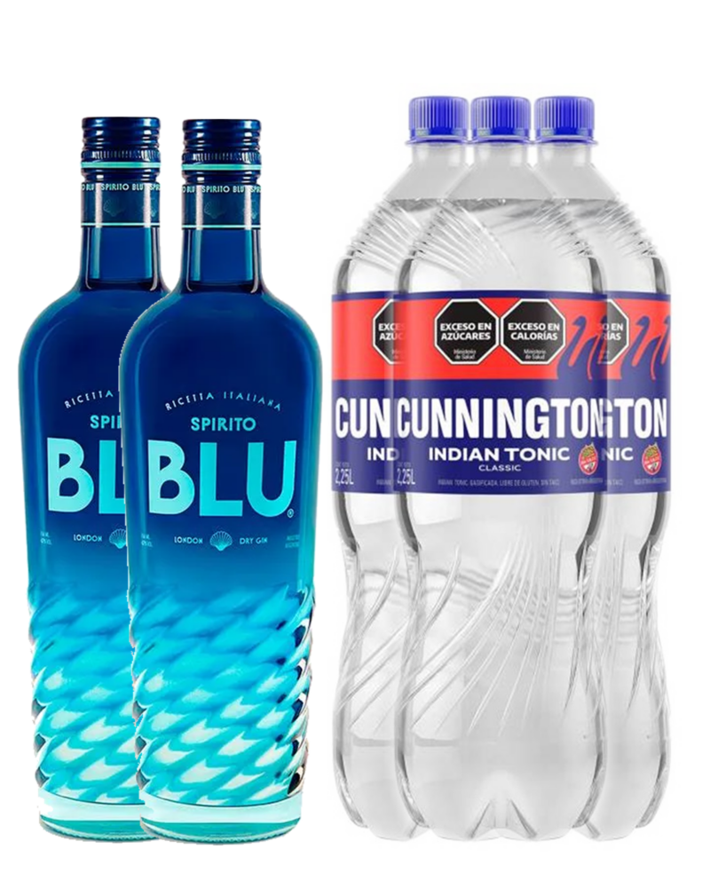 Combo 2 Gin Blue x 750 ml + 3 Cunnington x 2,5Lts. Gratis